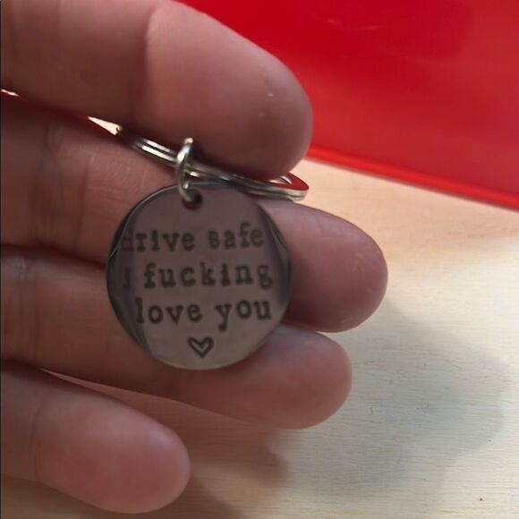 Silver Keychain with Engraved Message - Picture 1 of 2